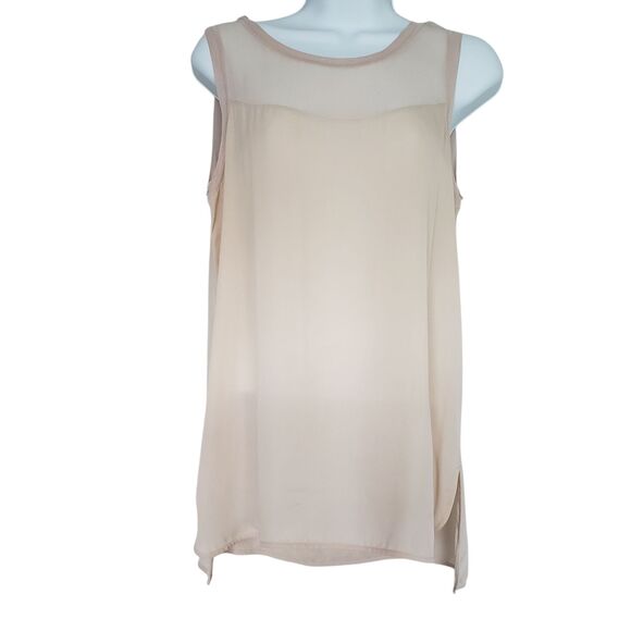 Vince Sheer Silk Sleeveless Blouse Tank Top Womens Pink Medium Classic - Picture 2 of 12